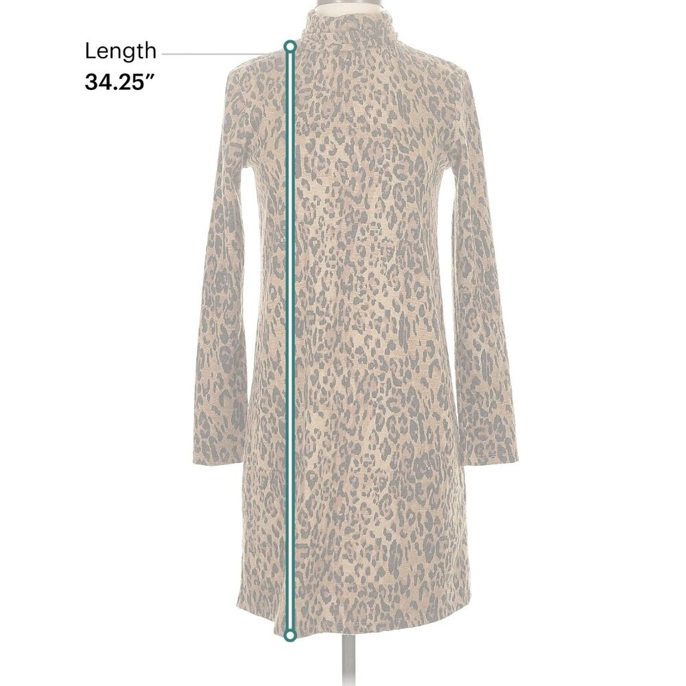 Zara Chic Animal Print Long Sleeve Dress with Mock Turtleneck - Picture 5 of 12